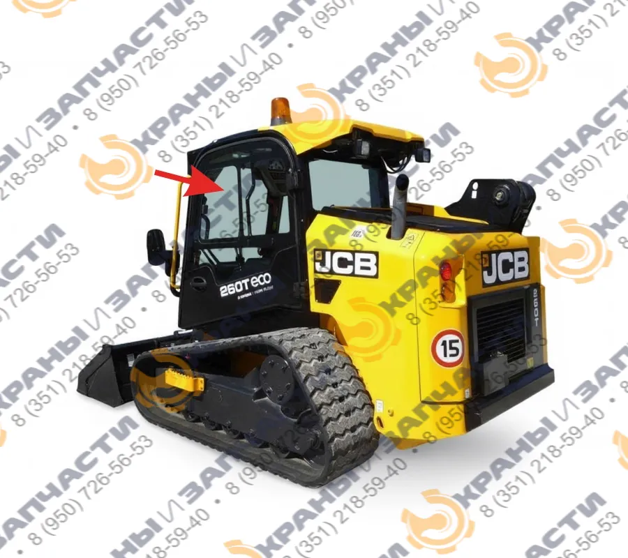 Стекло левая дверная подвижная форточка  JCB EcoRobot 155, 255, 260