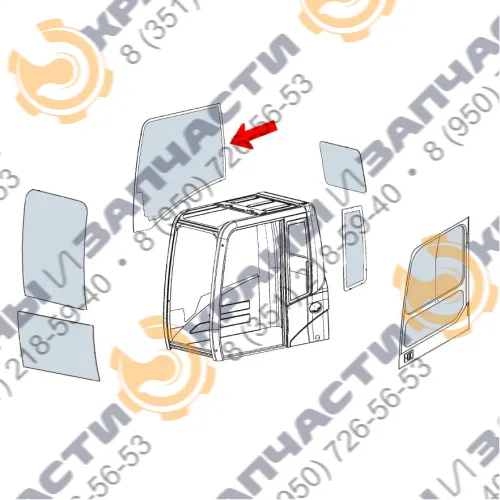 Стекло кузовное правое возле стрелы (закаленное) 2346489 для экскаватора Caterpillar 320DL, 324DL, 325DL, 319DLN, 320DLN, 320D, 312D2L, 329DL, 336DL