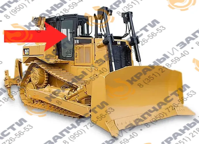 Стекло дверное правое левое в резинку (триплекс) 1258254 для бульдозера Caterpillar D7R
