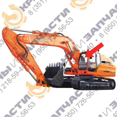 Стекло лобовое верхнее (закаленное) для экскаватора Doosan DX300LCA
