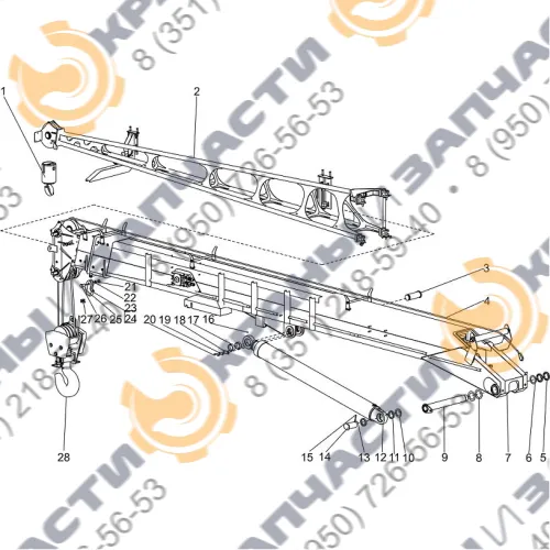Установка телескопической стрелы КС-45721В.63.00.000-01 автокрана Челябинец КС-45721