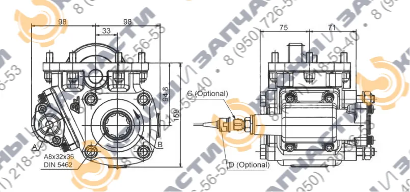 Коробка отбора мощности Bezares 109203 - чертеж 1