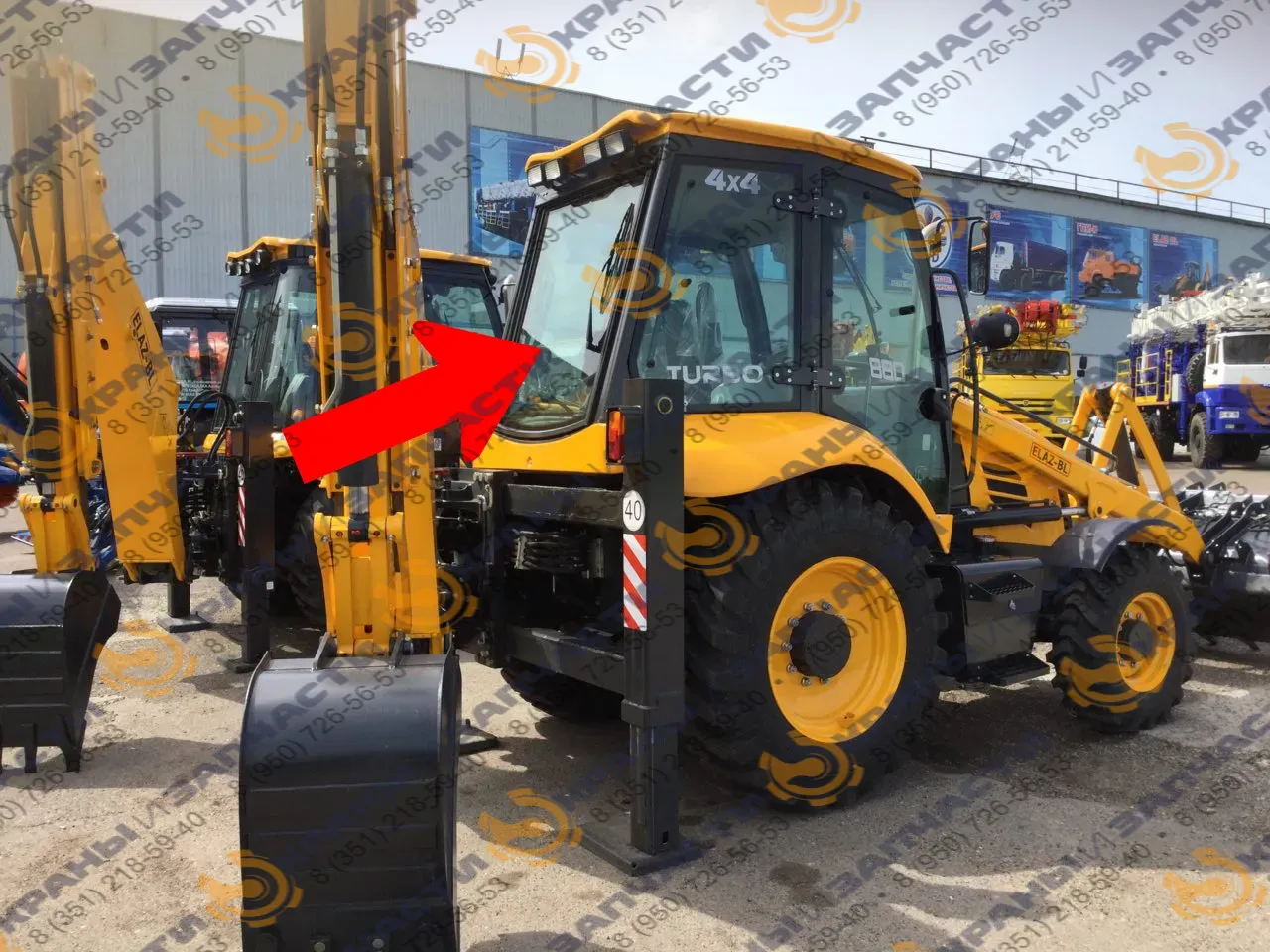 Стекло заднее кабины экскаватора / фронтального погрузчика Елаз  без токообогрева 204970231 ELAZ-BL 880 (5мм, зелёное) 1150х905