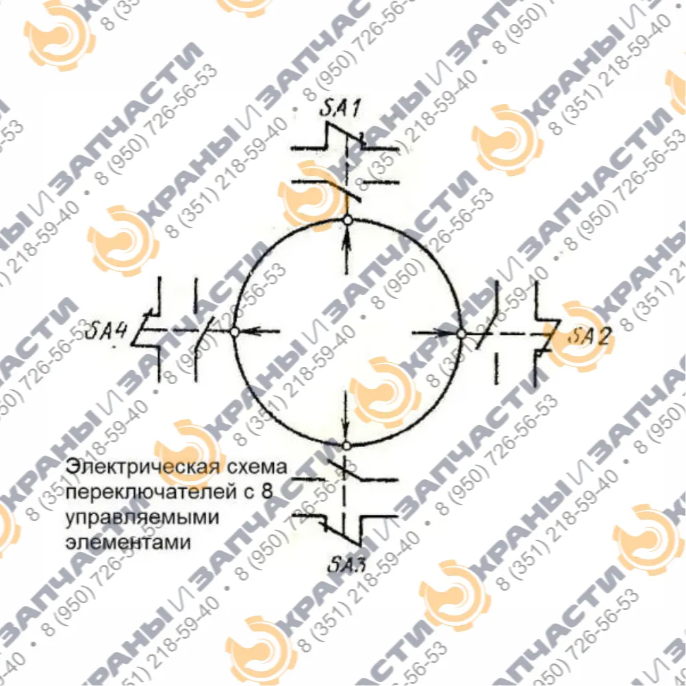 Переключатель крестовой (крестовый) ПК-12-21-802-54 УХЛ3 380В/50Гц 10А IP54 - чертеж 2