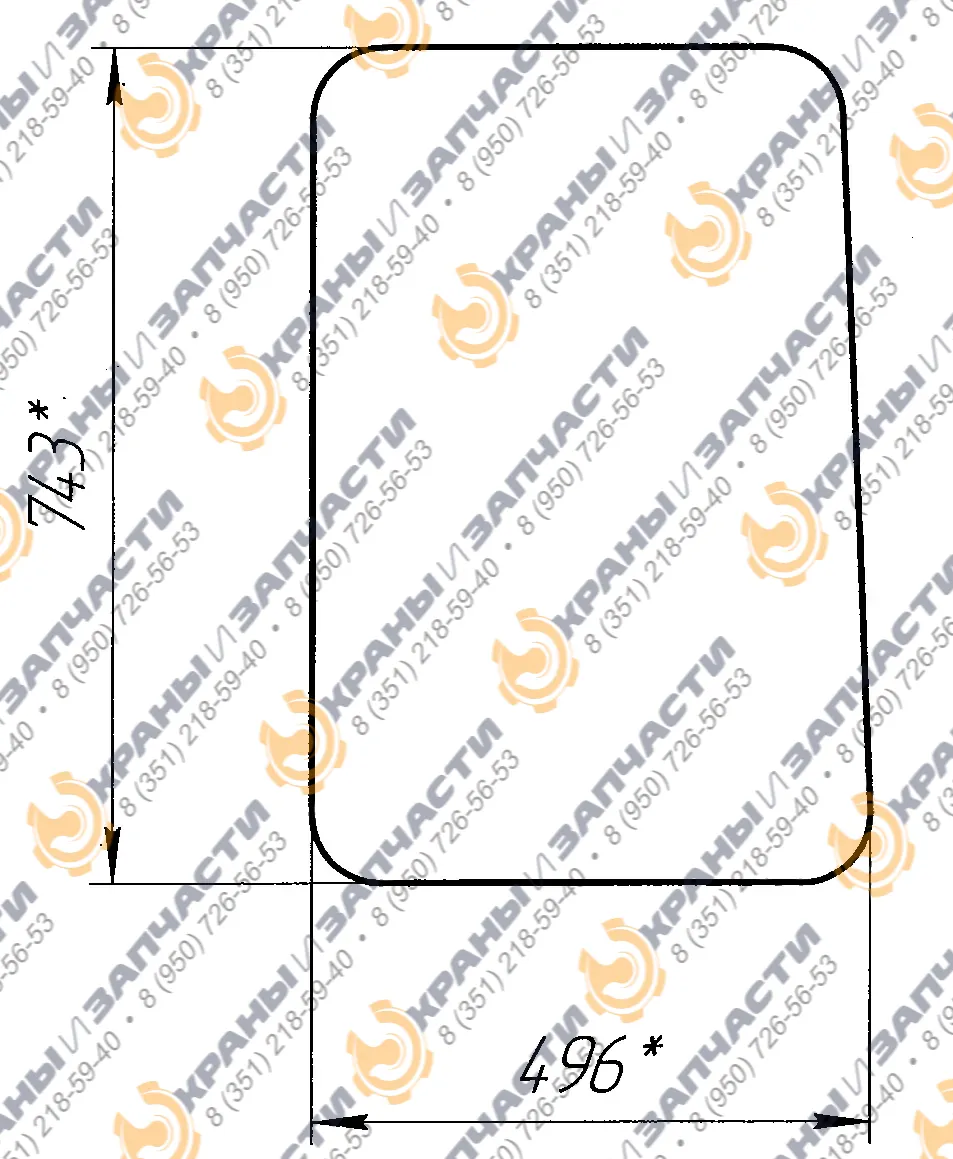 Стекло заднее малое ТМ10.59.169 5мм (495x743) кабины бульдозера ТМ 10