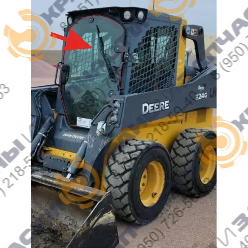 Стекло лобовое двериT361540 9 отверстий 1137х808 мини-погрузчика John Deere 312GR, 314G, 316GR, 318G, 328G, 324G