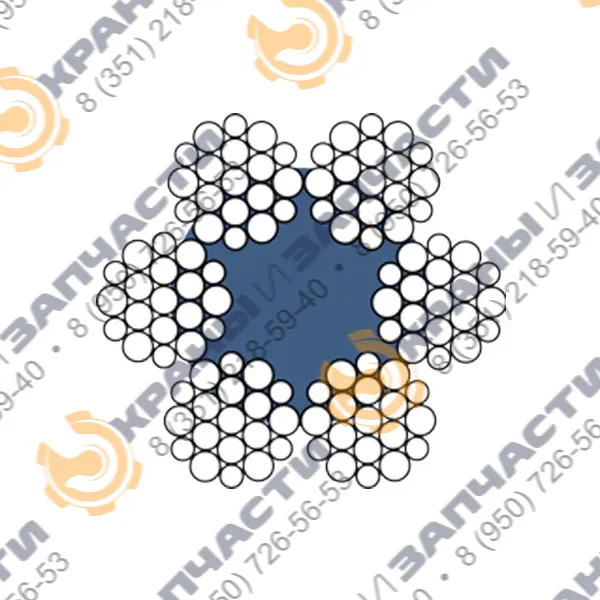 Канат стальной грейфер поддерживающий ГВН 1764 (180) 22.5мм конструкции 6х19(1+6н-6/6)+1о.с.