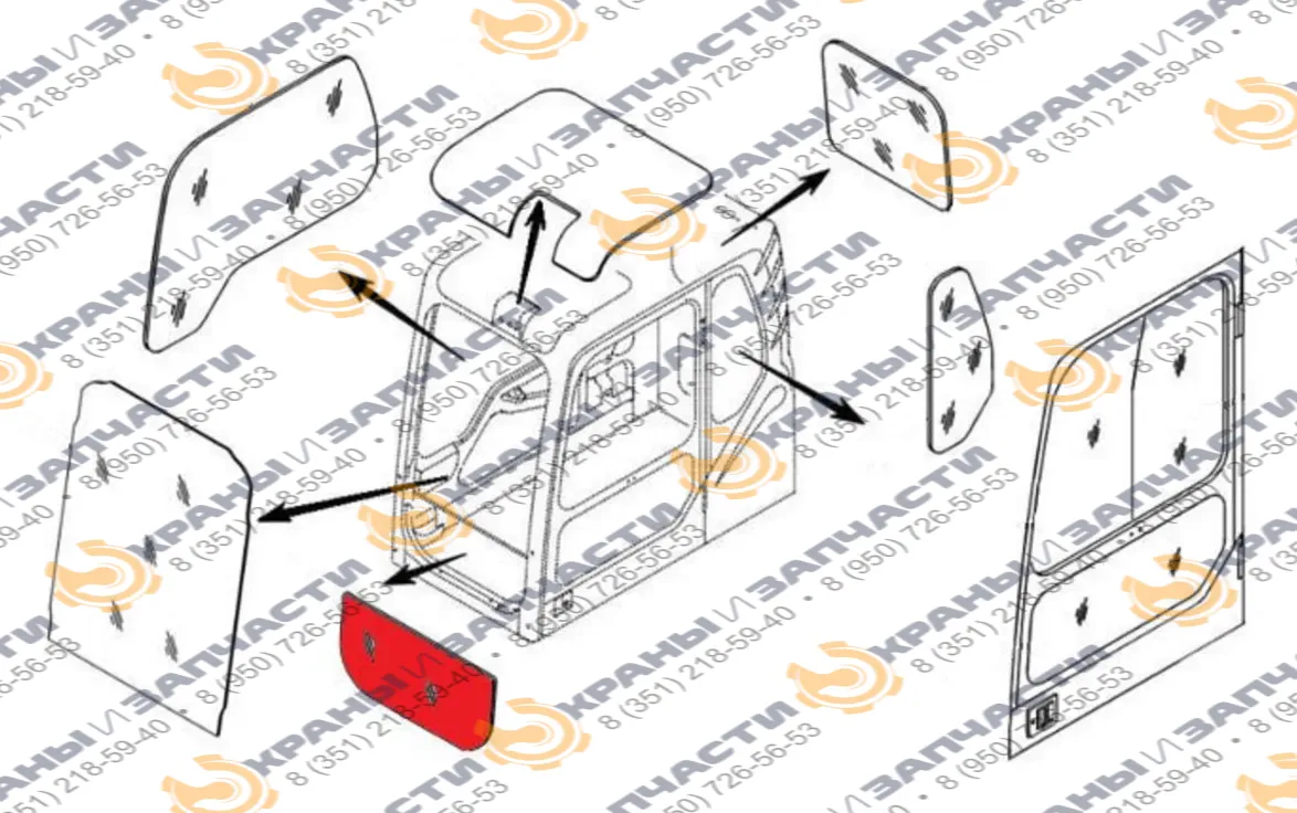 Стекло лобовое нижнее (триплекс) KHN15000 для экскаватора SUMITOMO SH210-5