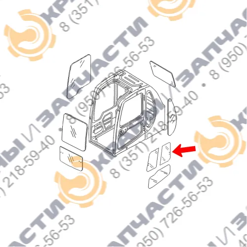 Стекло двери верхнее заднее 20Y-54-35821 для Komatsu PC200-6, PC300-6, PC400-6 