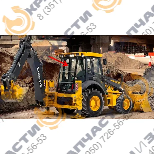 Стекло заднее верхние (закаленное) для экскаватора-погрузчика John Deere 325К