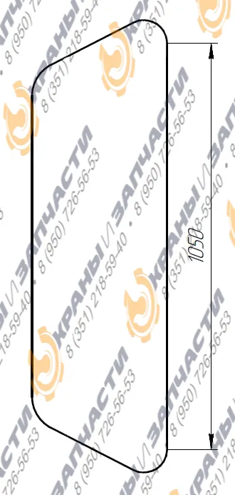 Стекло нижнее триплекс 5мм (1050x779) кабины башенного крана КБ-578