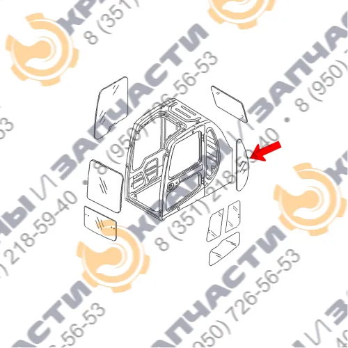 Стекло левое за дверью 20Y-54-35122 для Komatsu PC200-6, PC300-6, PC400-6 