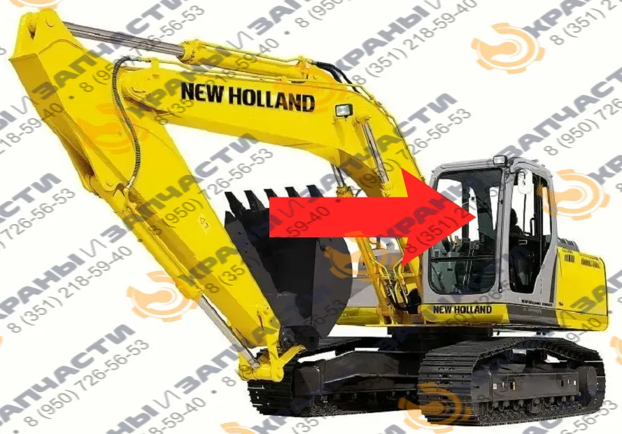 Стекло лобовое верхнее с шелкографией (триплекс) для экскаватора New Holland SK250